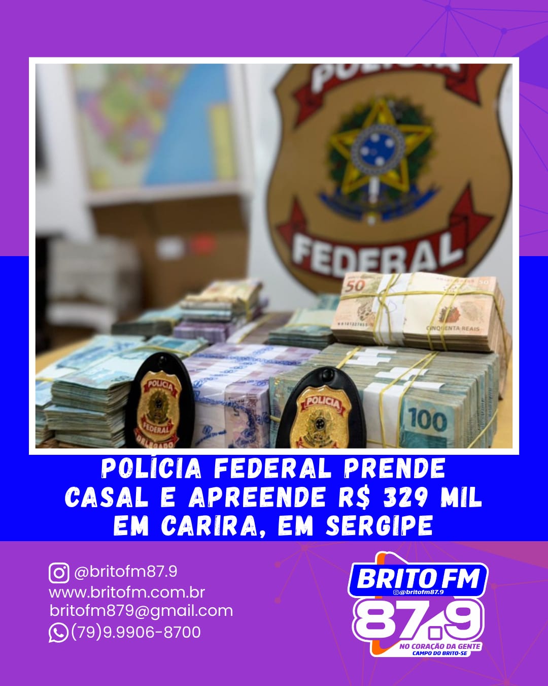 ​Polícia Federal prende casal e apreende R$ 329 mil em Carira, em Sergipe